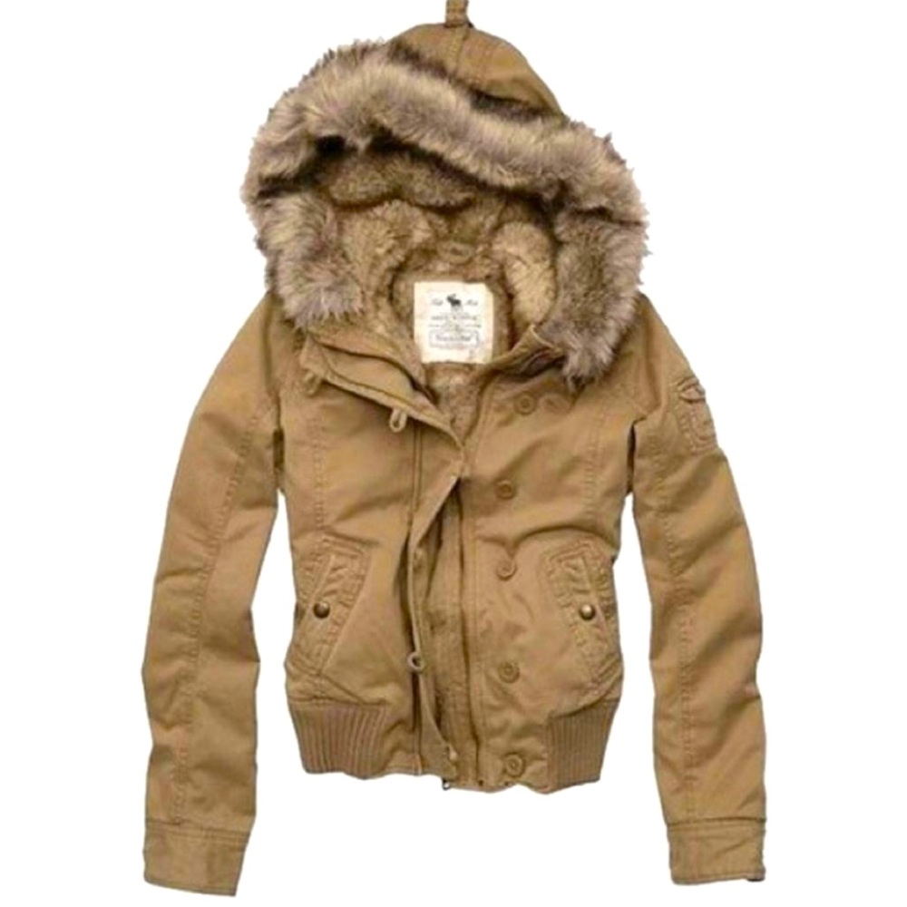 Abercrombie and Fitch Beige faux Fur lined jacket